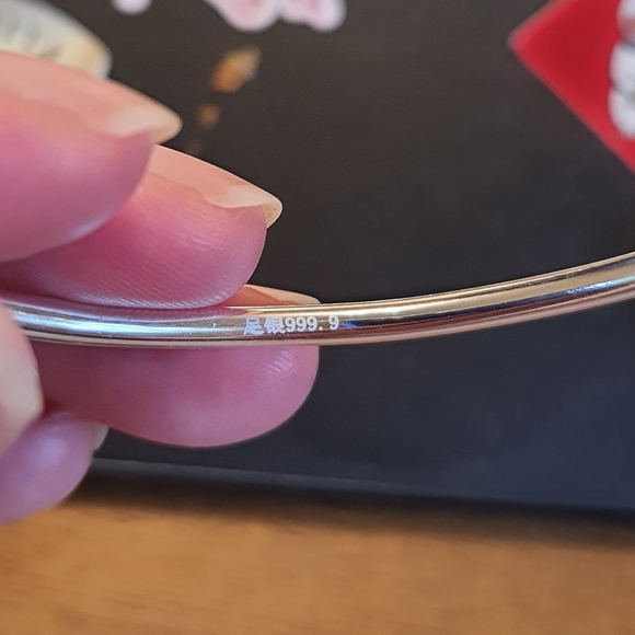Solid 999 Sterling Silver Chinese Characteristic Fu (福）Bangle Bracelet - Picture 6 of 6